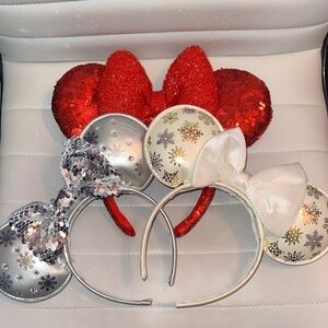 Red and Silver Minnie Mouse Ears Headbands